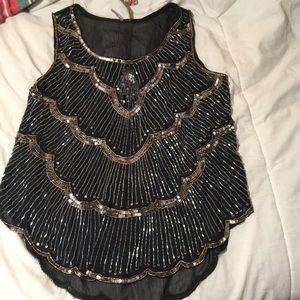 Gold and Silver Beaded Tank Top